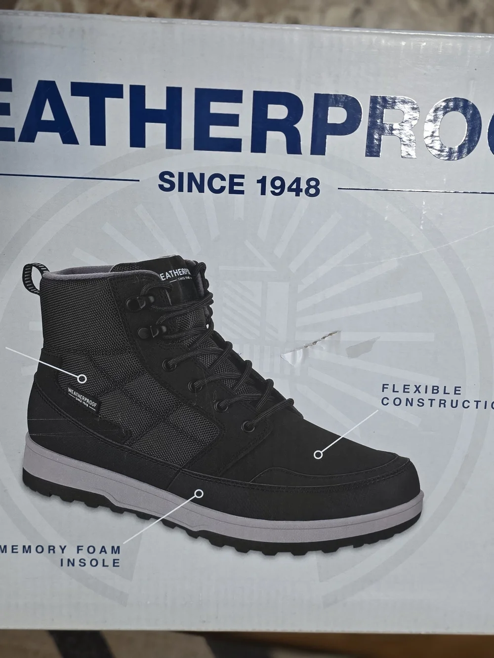 Weatherproof Men's Black and Gray Lace-Up Waterproof Boots